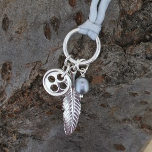 Button & Feather Silk Necklace