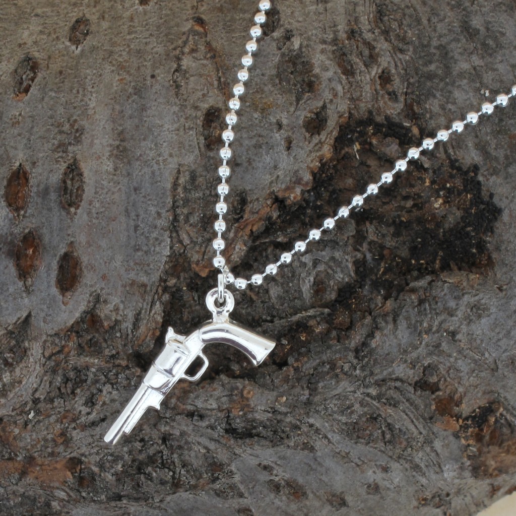 silver pistol ball chain necklace
