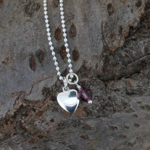 Small Heart & Amethyst Necklace