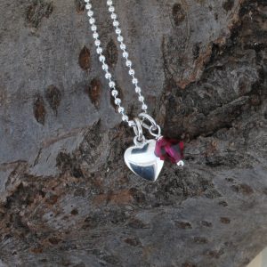 Small Heart & Ruby Crystal Necklace