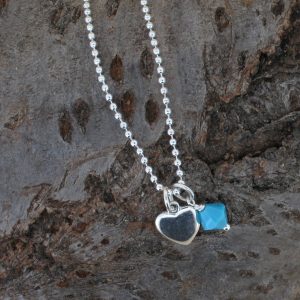 Small Heart & Turquoise Crystal Necklace