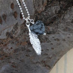 Feather & Black Obsidian Necklace