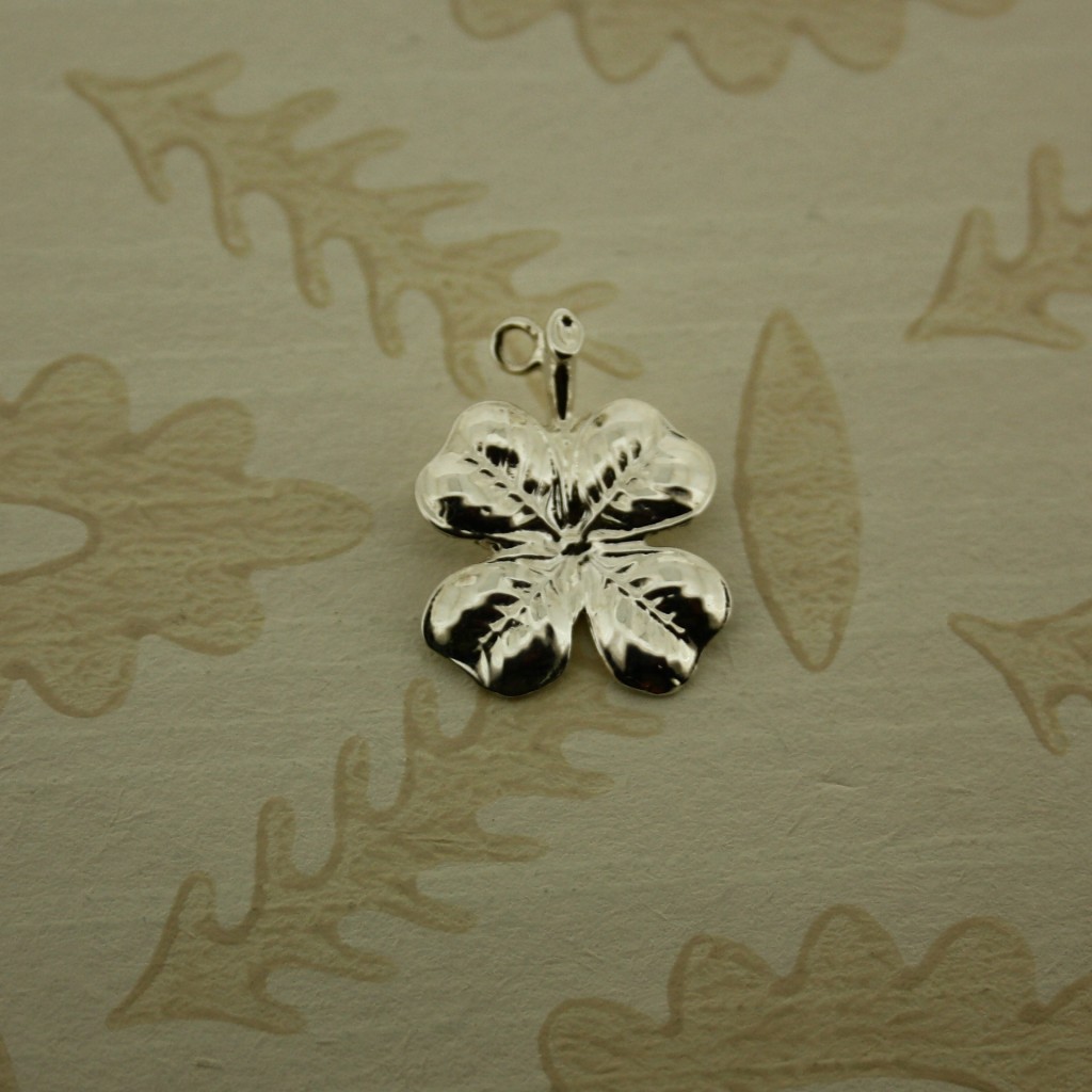 silver four leaf clover pendant charm