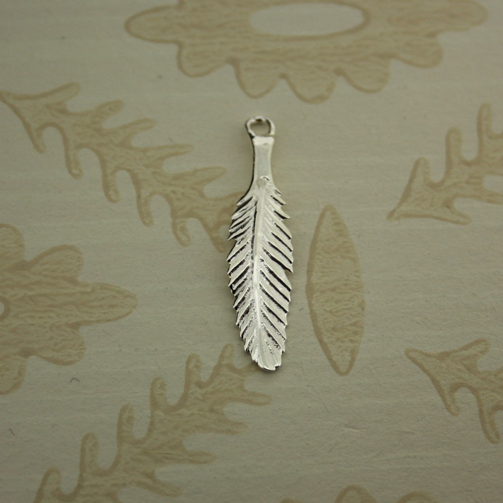 silver feather pendant charm