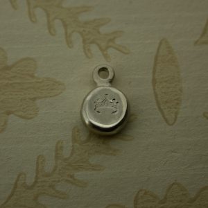 silver pebble charm hand stamped with a tiara symbol