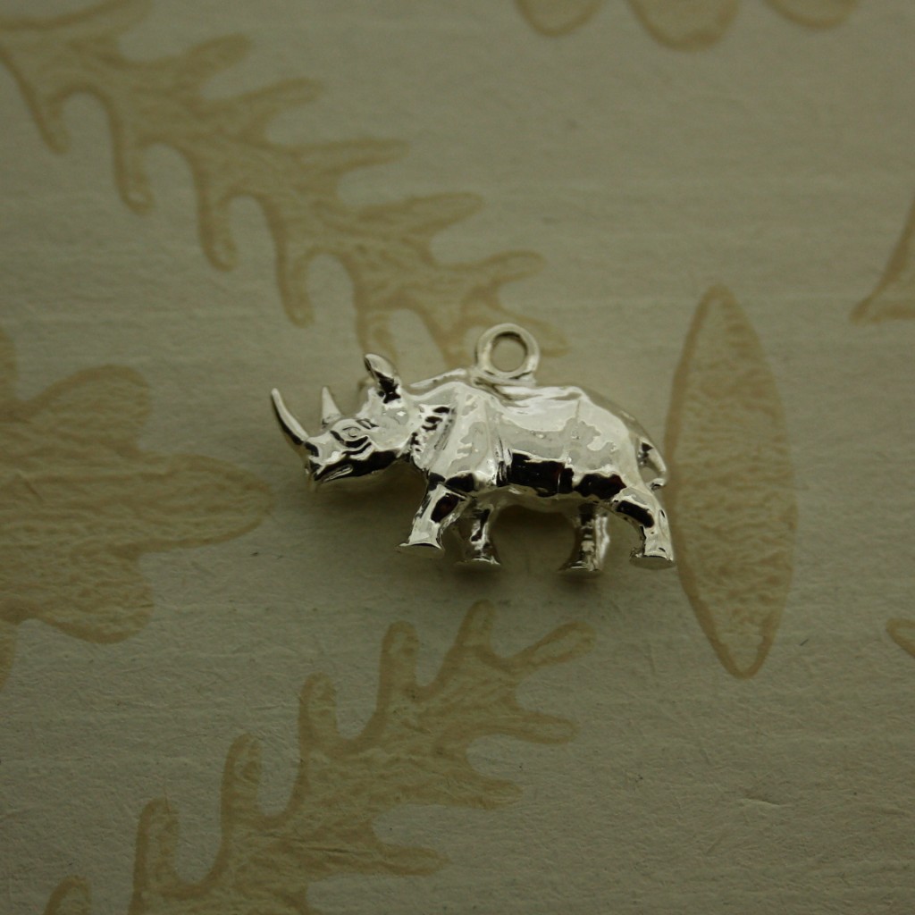 silver rhinoceros charm