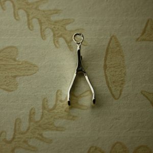 silver wishbone charm 2cm by 0.7cm