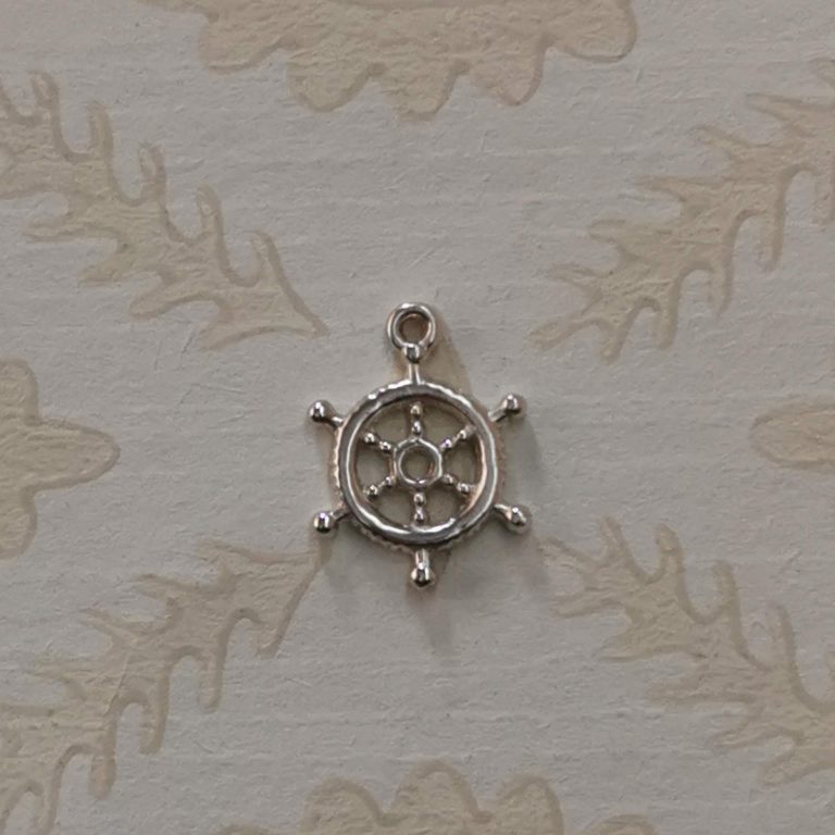 silver ship's wheel charm