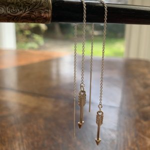silver arrow charms on threader chain earrings